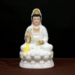 Quan Âm Ngồi Bột Đá Hồng, Cao 35cm, 40cm, 48cm